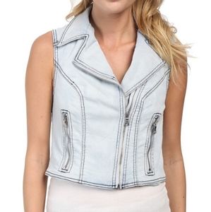 Sam Edelman Denim Moto denim Zip up vest XS